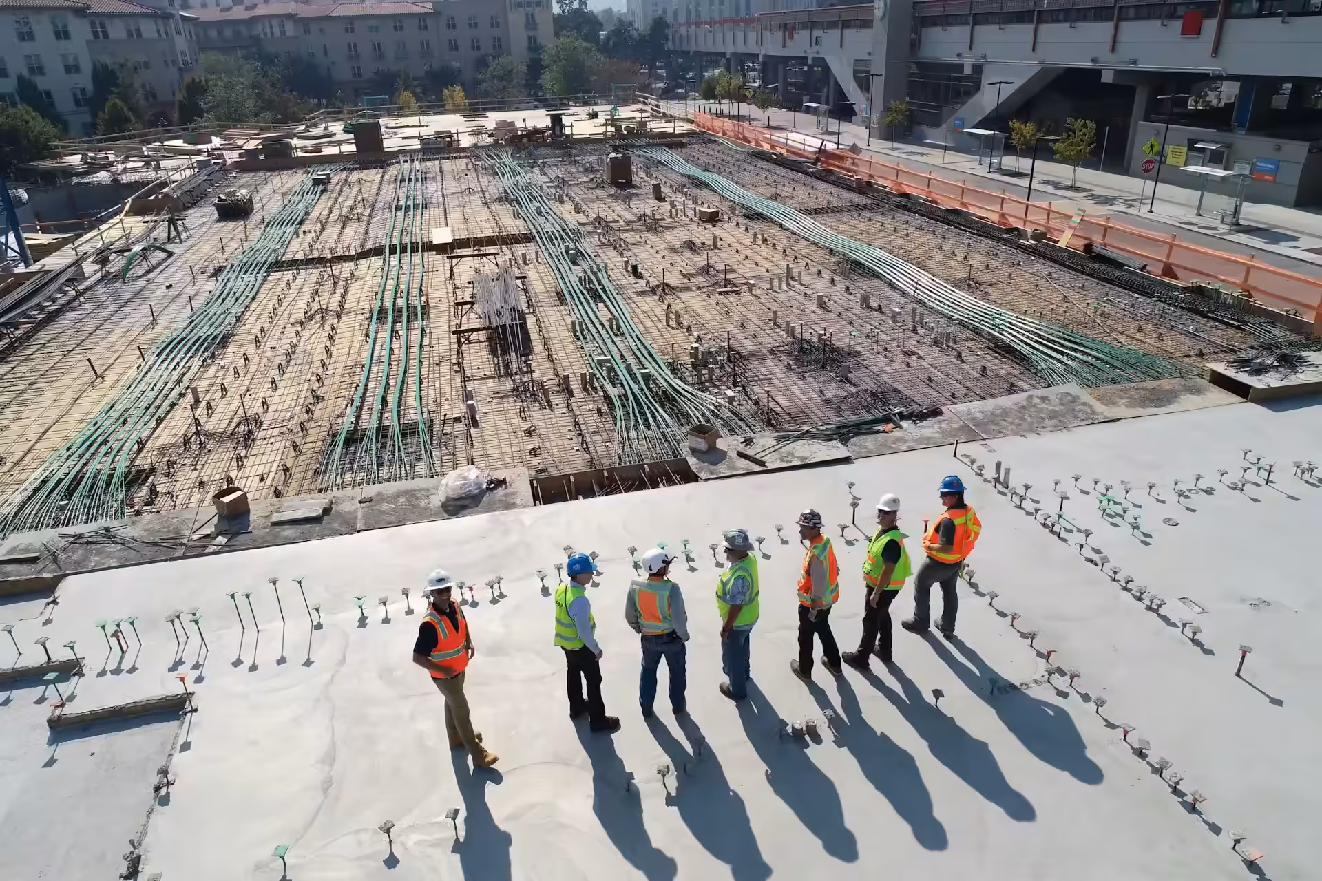 Construction team working on a home